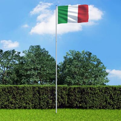 vidaXL Itaalia lipp ja lipumast, alumiinium, 6 m