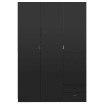 vidaXL 3 uksega riidekapp, must, 120 x 50 x 180 cm, puitlaastplaat