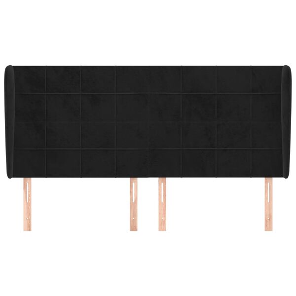 vidaXL voodipeats servadega, must, 203x23x118/128 cm, samet