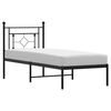 vidaXL metallist voodiraam peatsiga, must, 75x190 cm