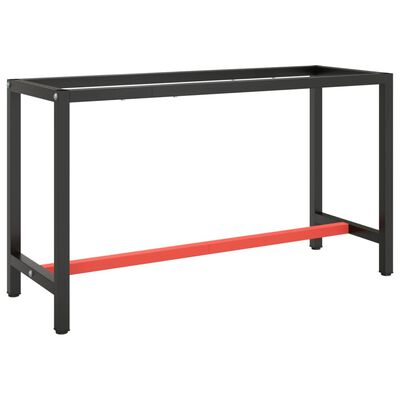 vidaXL tööpingi raam, must ja matt punane, 140x50x79 cm, metall