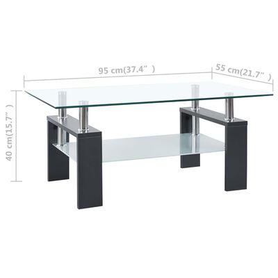 vidaXL kohvilaud hall ja läbipaistev 95 x 55 x 40 cm karastatud klaas