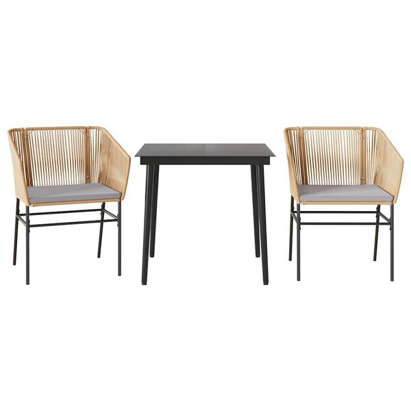 vidaXL 3-osaline aiamööbli komplekt patjadega, pruun, polürotang klaas