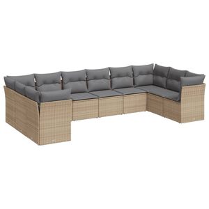 vidaXL 10-osaline aiadiivani komplekt patjadega, beež, pol&uuml;rotang