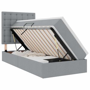 vidaXL Voodi hoiukohaga ja madratsiga Helehall 90 x 190 cm Pol&uuml;ester