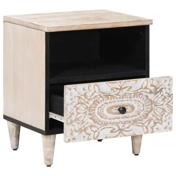 vidaXL Voodikapp sahtliga Valge 40 x 33 x 46 cm Tugev mango puu