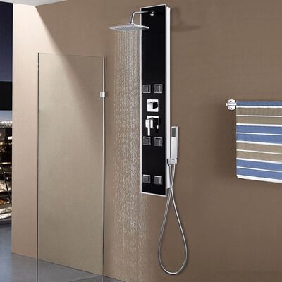 vidaXL dušipaneeli süsteem, klaas, 18 x 42,1 x 120 cm, must