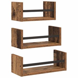 vidaXL Seinariiulikomplekt 3 pcs Vana puit 40x16x14cm Tehispuit