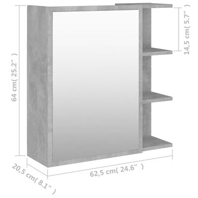 vidaXL vannitoa peeglikapp betoonhall 62,5x20,5x64 cm puitlaastplaat