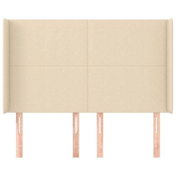 vidaXL voodipeats servadega, kreemjas, 147x16x118/128 cm, kangas