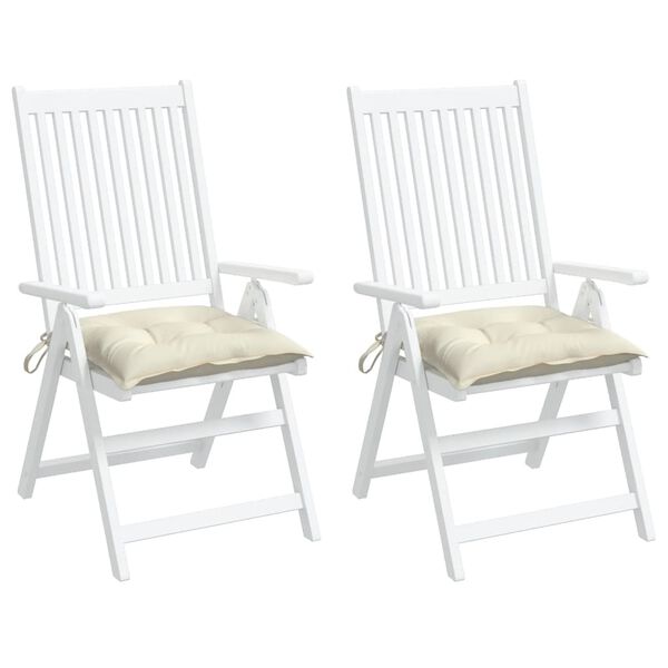 vidaXL tooli istmepadjad 2 tk, kreemjas, 40 x 40 x 7 cm kangas