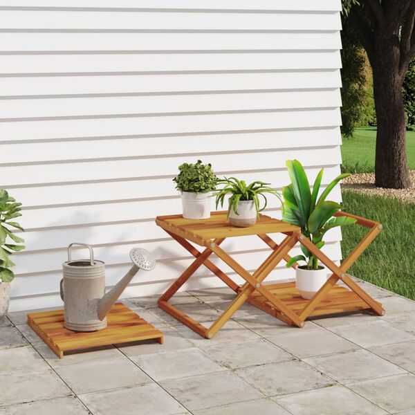 vidaXL 3-korruseline kokkupandav riiul, pruun, 43x31x63 cm, akaatsia