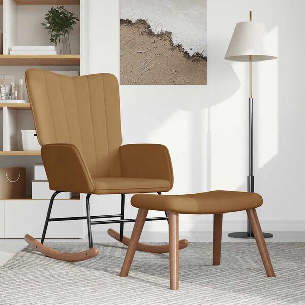 vidaXL kiiktool jalapingiga, pruun, samet