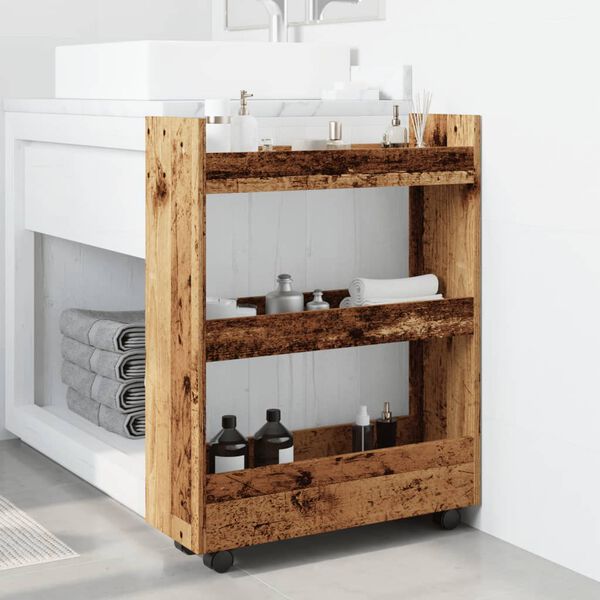 vidaXL kitsas hoiukäru 3-astmeline vana puit tehispuit