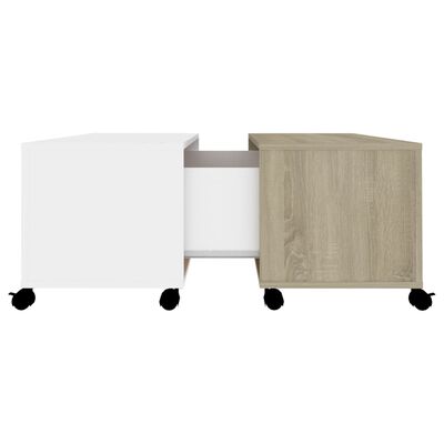 vidaXL kohvilaud, valge, Sonoma tamm, 75 x 75 x 38 cm, puitlaastplaat