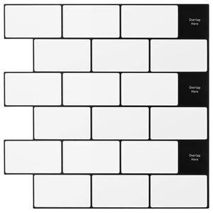 vidaXL Subway plaat 10 tk Valge Must 30 x 30 cm Pol&uuml;uretaan ja PET