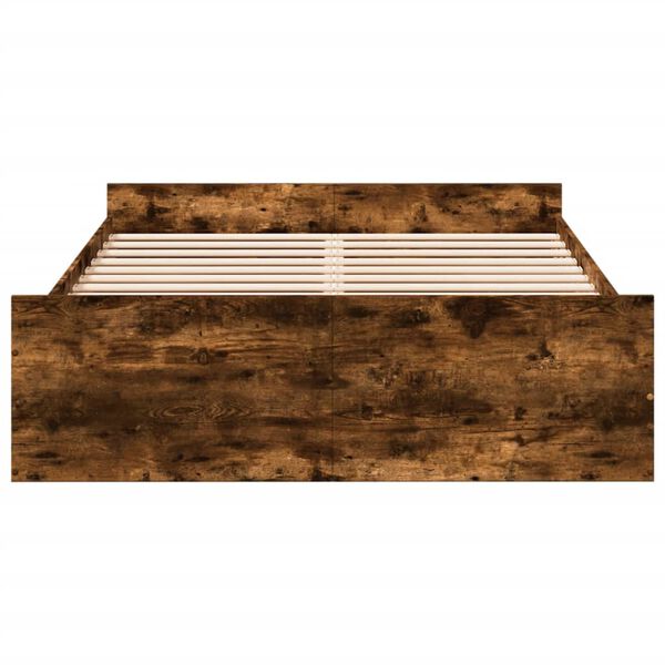 vidaXL voodiraam sahtlitega, suitsutatud tamm, 135x190 cm, tehispuit