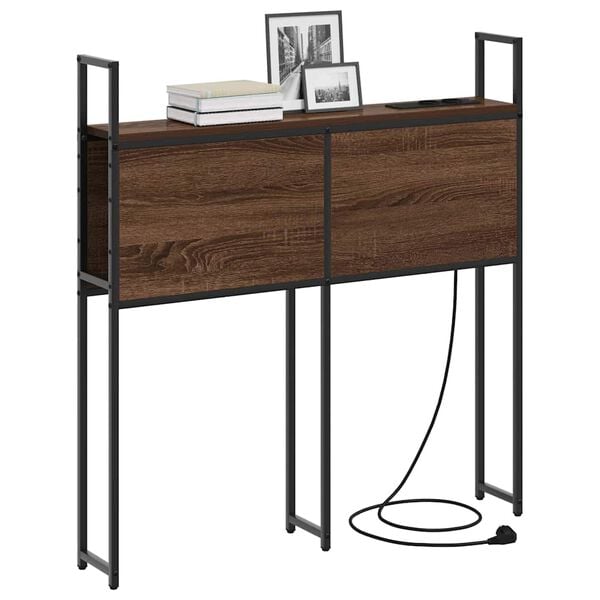 vidaXL S&auml;ilitusega peatoed laadimisjaamaga Pruun tamm 102 x 15 x 98 cm