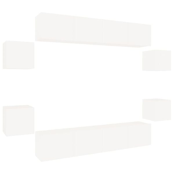 vidaXL 8-osaline telerikappide komplekt, valge, tehispuit