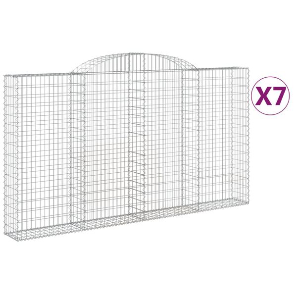 vidaXL kaarekujulised gabioonkorvid 7 tk, 300x30x160/180 cm, raud