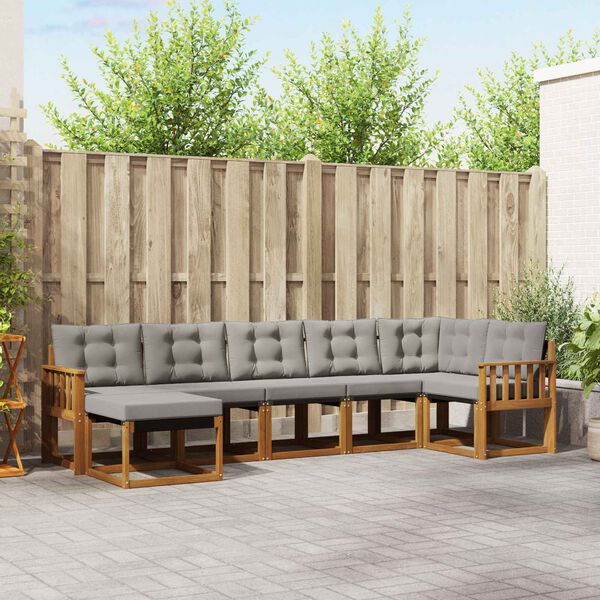 vidaXL V&auml;li diivanikomplekt padjaga 7 pcs Looduslik ja Hele Hall