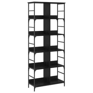 vidaXL Raamatukapp 4 tasandit 78,5 x 33 x 188,5 cm metall PB Must tamm