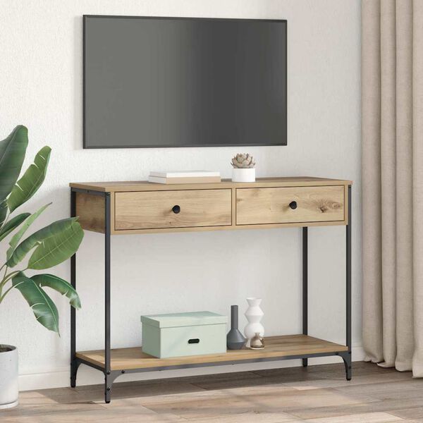 vidaXL Konsoollaud sahtliga K&auml;sit&ouml;&ouml;puu 100 x 34,5 x 75 cm Tehispuit