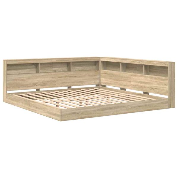 vidaXL Raamatukapitsee voodi peaga Sonoma tamm 180 x 200 cm Tehispuit