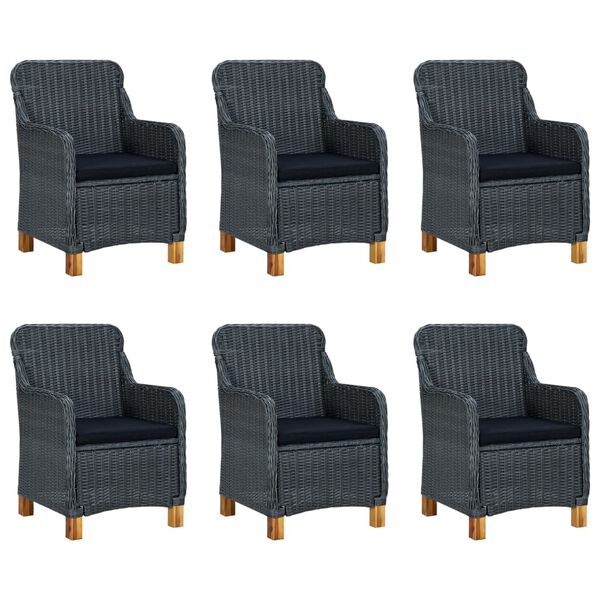 vidaXL 7-osaline aiamööbli söögikomplekt, tumehall