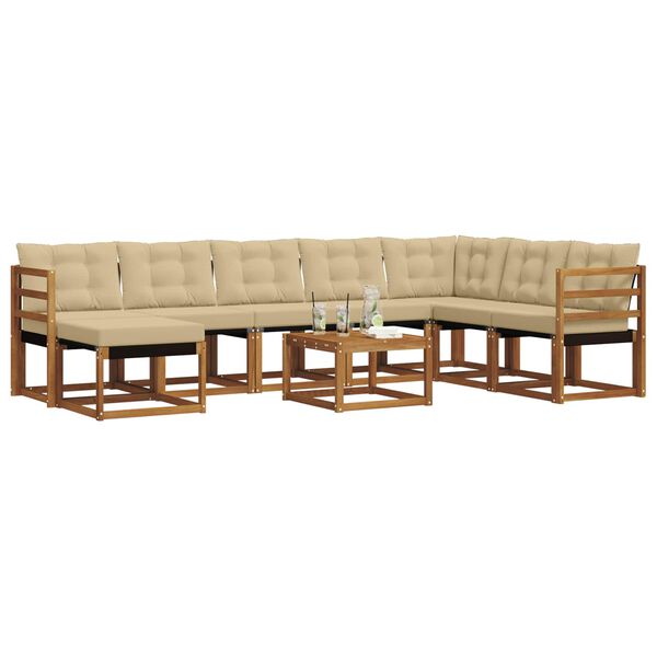 vidaXL V&auml;li diivanikomplekt padjaga 9 pcs Looduslik ja beež