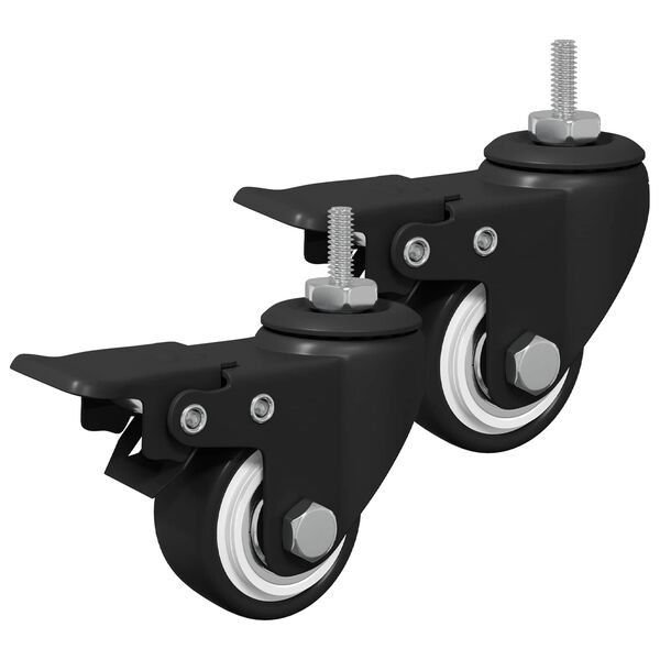 vidaXL Ratastel 2 pcs Must M6 x 1.5 mm Raud ja nailon