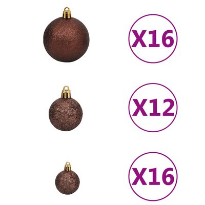 vidaXL 100-osaline jõulukuulide komplekt, 3/4/6 cm, pruun/pronks/kuld
