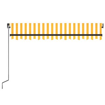 vidaXL käsitsi sissetõmmatav varikatus, 350x250 cm kollane ja valge