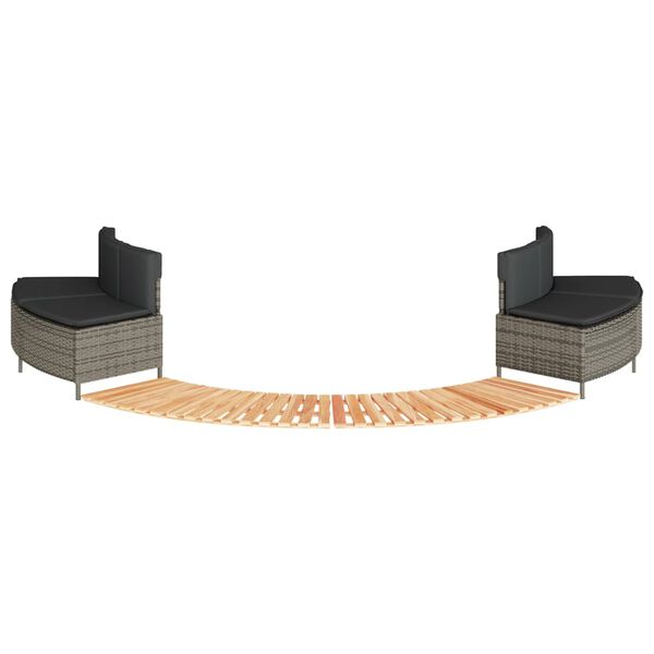 vidaXL k&uuml;mblusbasseini &uuml;mbris, hall, pol&uuml;rotang ja akaatsiapuit