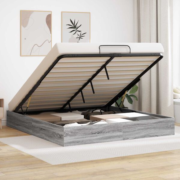 vidaXL Ottomani voodiraam Hall Sonoma 203 x 180 x 25 cm T&ouml;&ouml;deldud puit