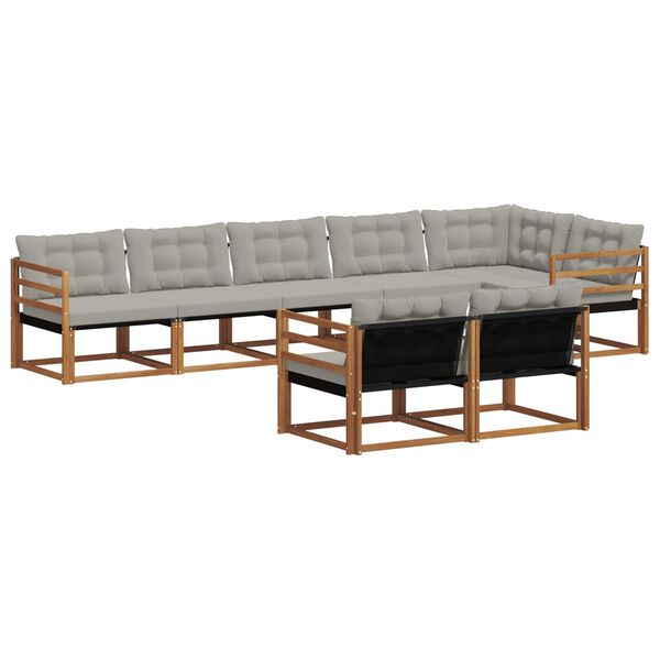 vidaXL V&auml;li diivanikomplekt padjaga 8 pcs Looduslik ja Hele Hall