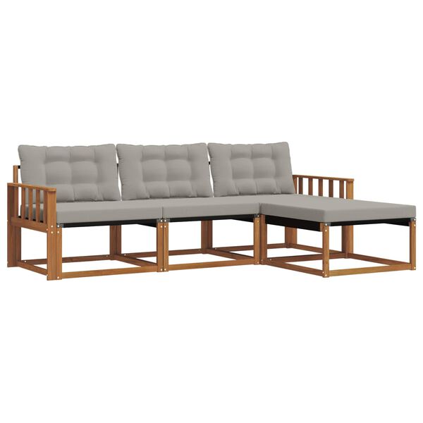 vidaXL V&auml;li diivanikomplekt padjaga 4 pcs Looduslik ja Hele Hall