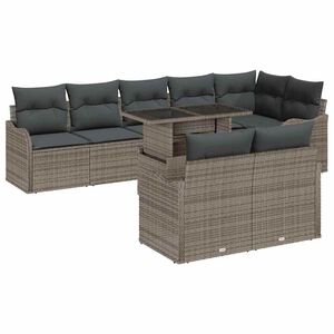 vidaXL Aia Diivanikomplekt padjaga padjaga 9 pcs Hall Pol&uuml; Rattan
