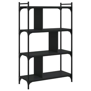 vidaXL raamaturiiul 4 korrust, must, 76 x 32 x 123 cm tehispuit