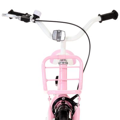vidaXL laste jalgratas esipakiraamiga, 14'', valge ja roosa
