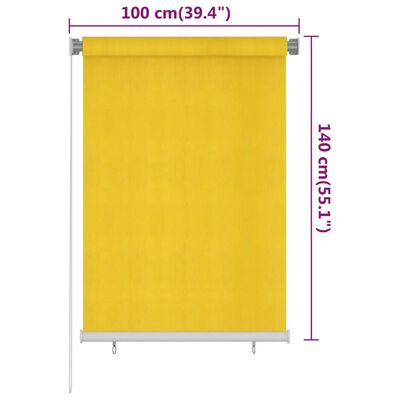 vidaXL väliruloo 100x140 cm, kollane, HDPE