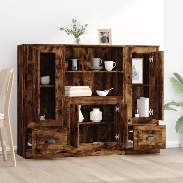 vidaXL k&otilde;rged kapid 3 tk, suitsutatud tamm, tehispuit