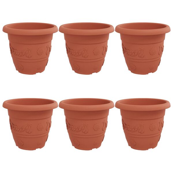 vidaXL &Uuml;mmargune lillepott 6 pcs Kohviroosa &Oslash; 26 x 21.5 cm Plastmass