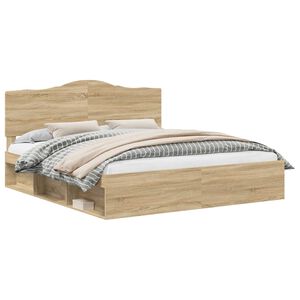 vidaXL Voodi raam peaga Sonoma 200 x 200 cm Tahke m&auml;nd