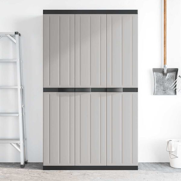 vidaXL õue hoiukapp, hall ja must, 97 x 37 x 165 cm, PP