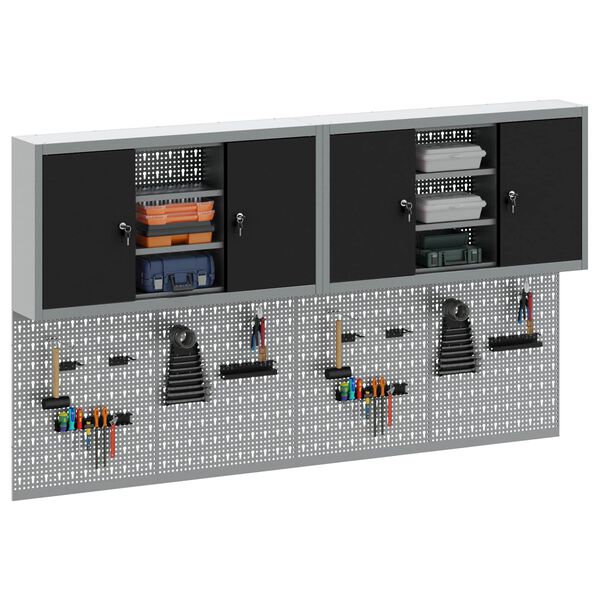 vidaXL T&ouml;&ouml;riistakappide komplekt 6 pcs Must Pulberv&auml;rvitud teras