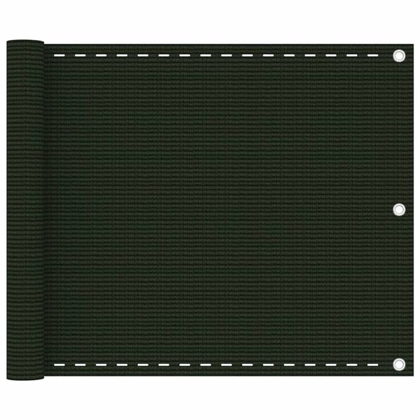 vidaXL rõdusirm, tumeroheline, 75 x 500 cm, HDPE