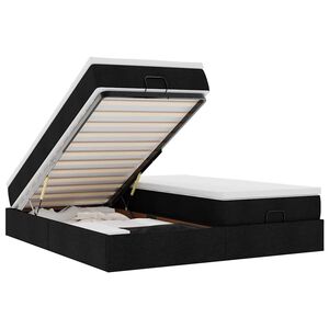 vidaXL Ottomani voodiraam madratsitega, must, 200x200cm, kangas