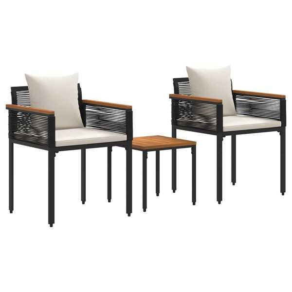 vidaXL V&auml;lis m&ouml;&ouml;bli komplekt 3 pcs Must ja kreemvalge PE rattan