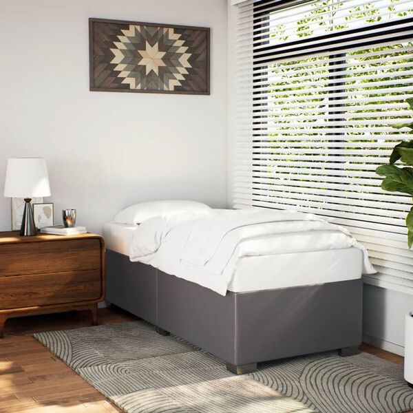 vidaXL voodiraam, hall, 90x190 cm, kunstnahk